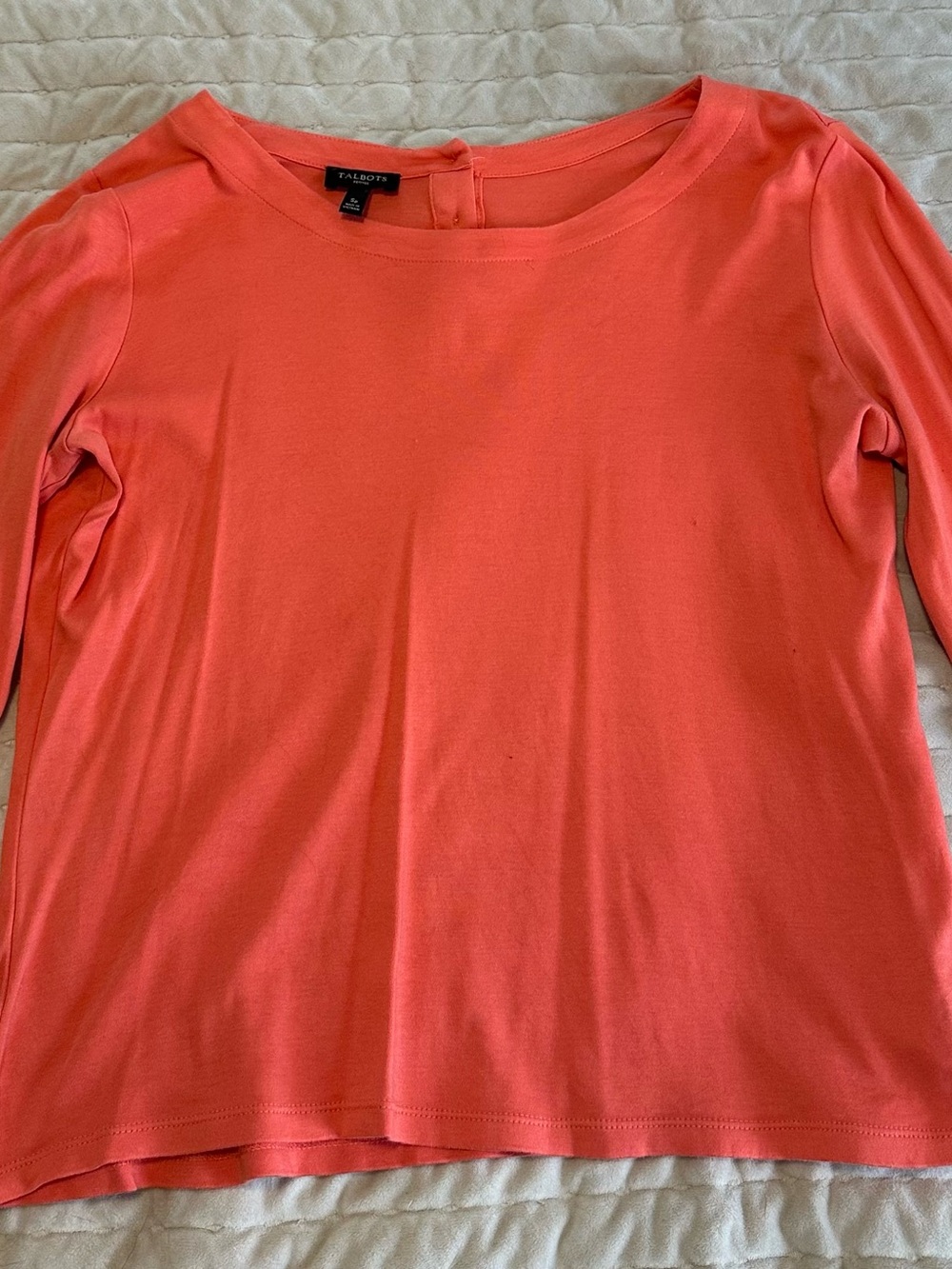 Talbots Coral-Pink Boatneck Long Sleeve Top